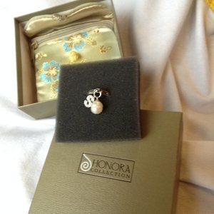 Honora 9.0mm Cultured Pearl & Initial Charm Ring, Sterling S Initial Size 7
